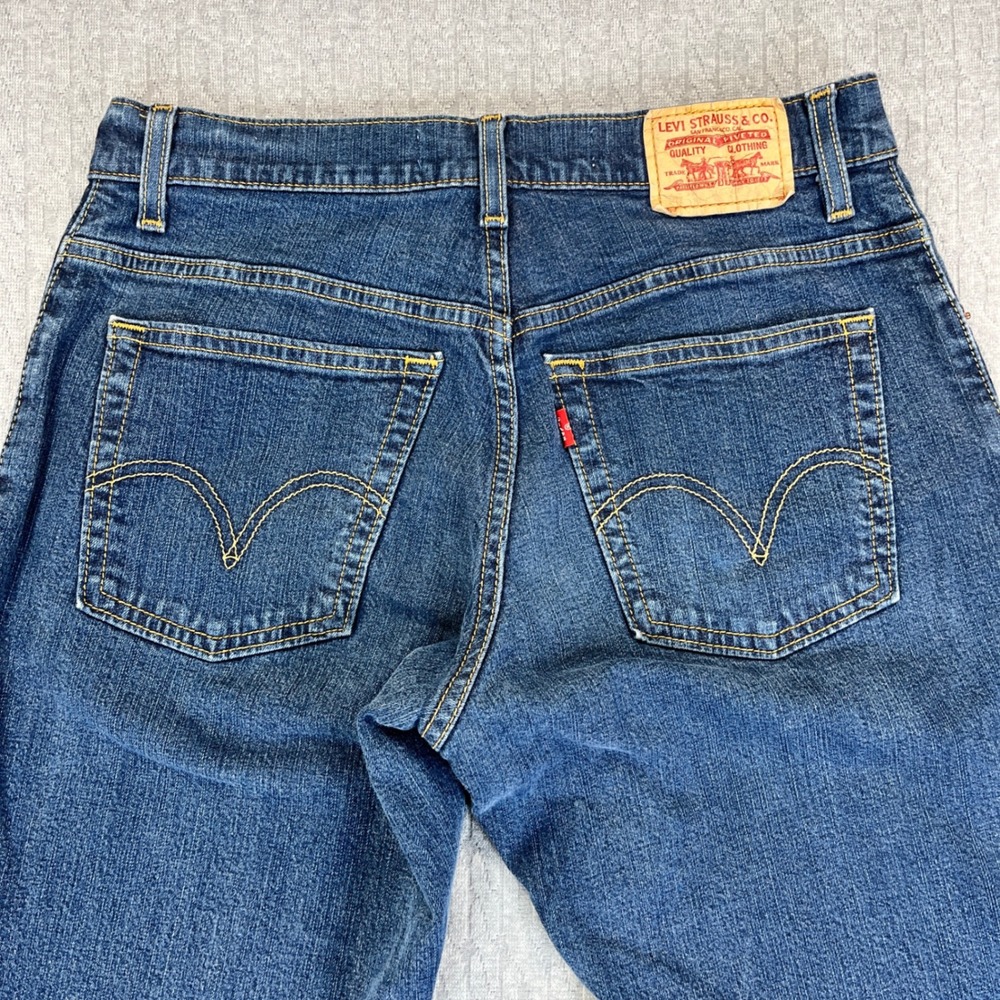 Levis 530 Relaxed Boot Cut Dress Jeans Women 8L/28X31 mid rise blue medium wash - Picture 6 of 11